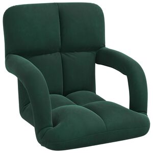 vidaXL Sedia a pavimento regolabile Verde Scuro Velluto