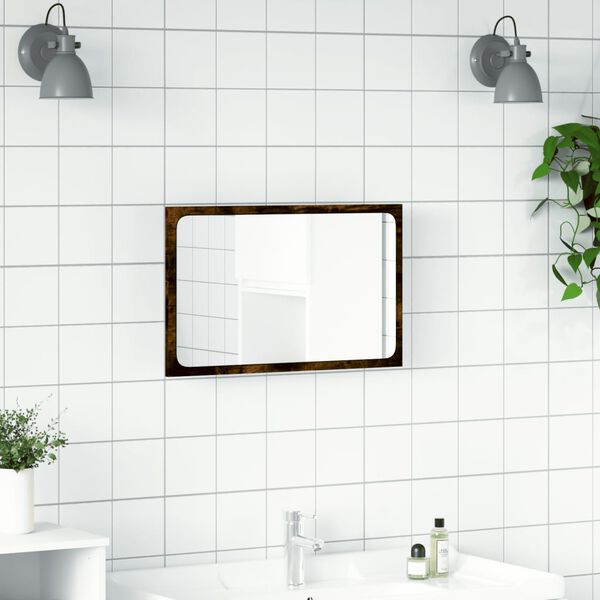 vidaXL Specchio da Bagno LED Rovere Sonoma 60x8,5x38 cm in Truciolato