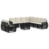 vidaXL Set Divano da Giardino 10 pz Nero e Bianco Crema polyrattan