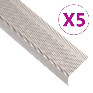 vidaXL Profili a L per Gradini 5 pz in Alluminio 90 cm Champagne