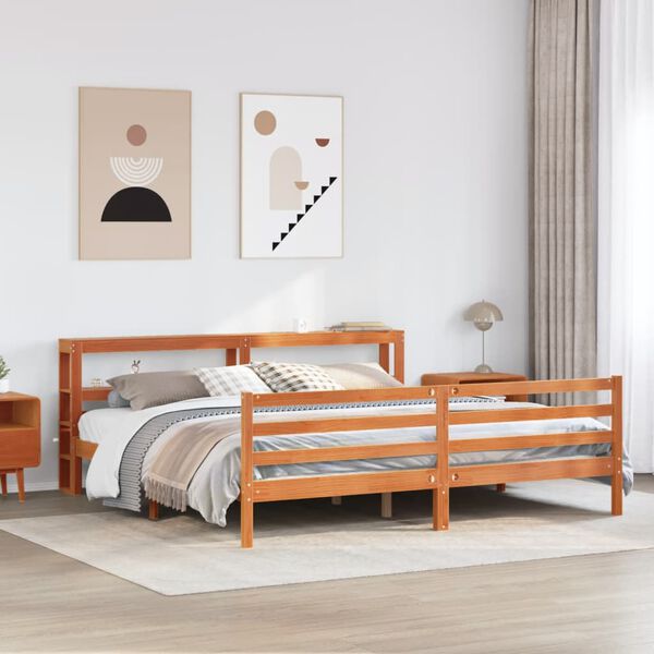 vidaXL Letto senza Materasso Marrone Cera 180x200 cm in Legno di Pino
