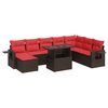 vidaXL Set Divani da Giardino 9 pz con Cuscini Marrone Polyrattan Acacia