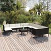 vidaXL Set Divani da Giardino 12 pz con Cuscini in Polyrattan Nero