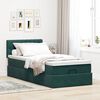 vidaXL Pouf Letto con Materasso e LED Verde Scuro 90x200cm in Velluto