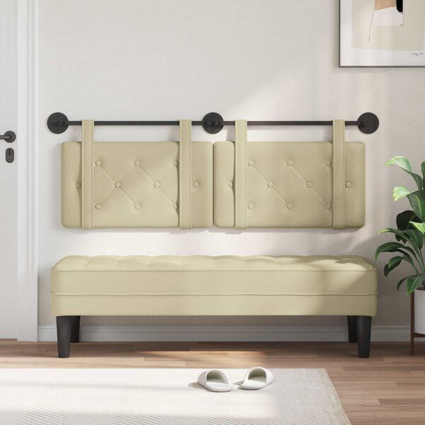 vidaXL Testata appesa Crema 130 x 55 x 5 cm Pelle Sintetica