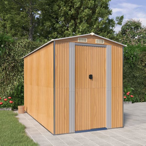 vidaXL Capanno Giardino Marrone Chiaro 192x357x223cm Acciaio Zincato