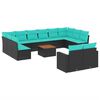 vidaXL Set Divani da Giardino 13pz con Cuscini Nero in Polyrattan