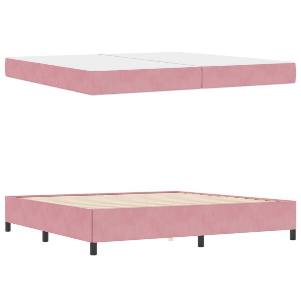 vidaXL Struttura del letto con materasso Rosa 200 x 200 cm Tessuto