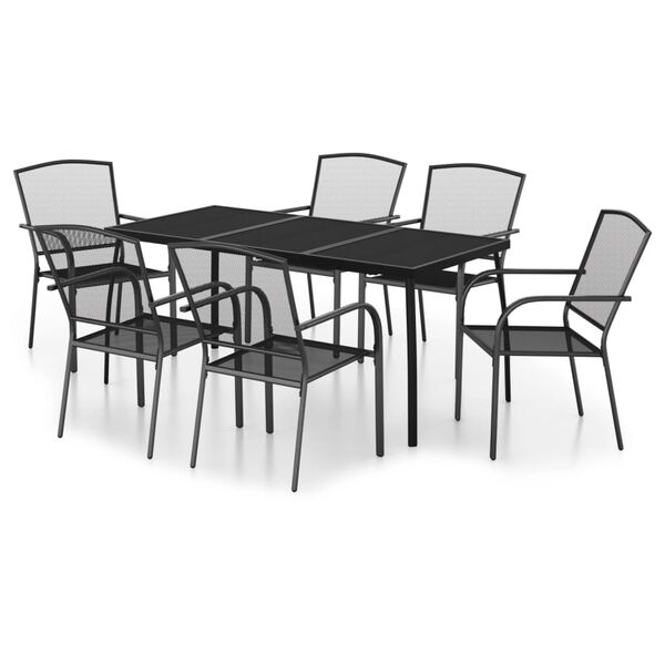 vidaXL Set da Pranzo da Giardino 7 pz in Acciaio Antracite