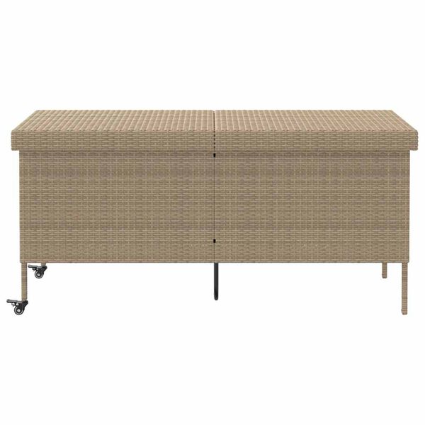 vidaXL Contenitore da Giardino con Ruote Beige 160x55x75 cm Polyrattan