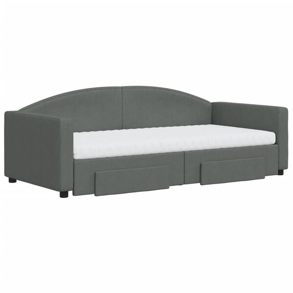 vidaXL Divano Letto Estraibile Cassetti Grigio Scuro 90x190cm Tessuto