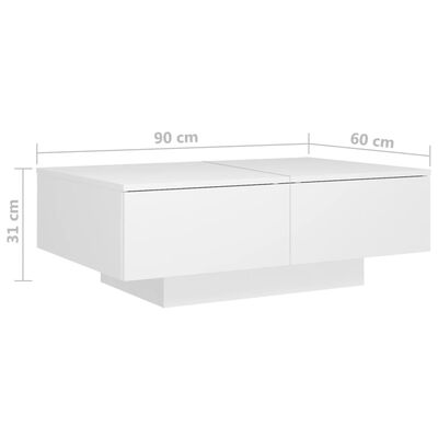 vidaXL Tavolino da Salotto Bianco 90x60x31 cm in Legno Multistrato
