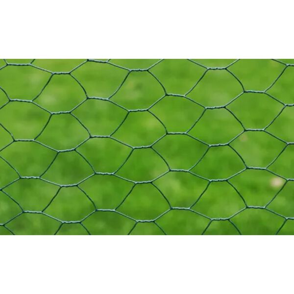 vidaXL Recinzione in Rete per Pollaio Rivestita in PVC 25x0,5 m Verde
