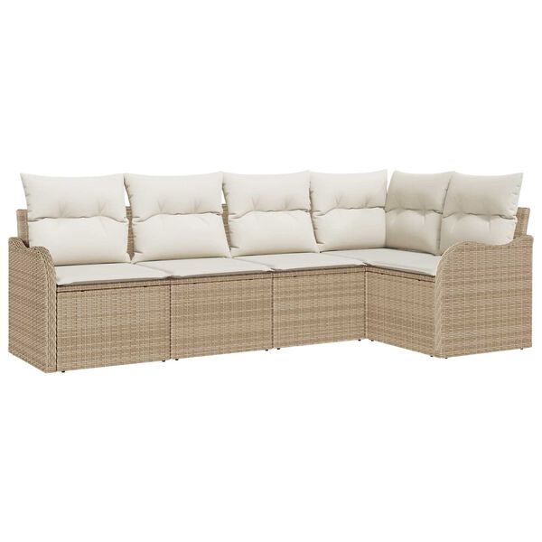 vidaXL Set Divano da Giardino Beige polyrattan