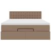 vidaXL Pouf Letto con Materassi e LED Cappuccino 140x200cm Similpelle