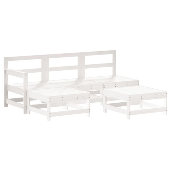 vidaXL Set Divani da Giardino 5pz con Cuscini in Legno Massello Bianco