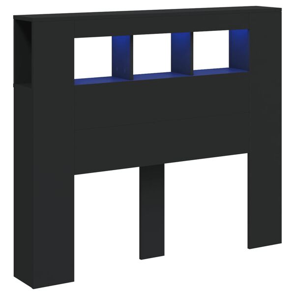 vidaXL Testiera LED Nera 120x18,5x103,5 cm Legno Multistrato