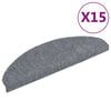 vidaXL Tappetini per scale autoadesivi 15 pz 65x21x4 cm Grigio chiaro Semicircolari Grandi