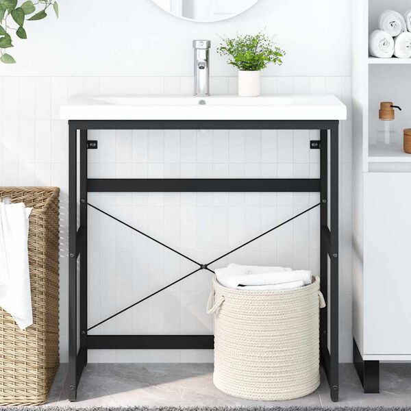vidaXL Struttura per Lavabo da Bagno Nera 79x38x83 cm in Ferro
