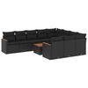 vidaXL Set Divani da Giardino 11 pz con Cuscini in Polyrattan Nero