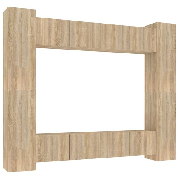 vidaXL Set Mobili Porta TV 8pz Rovere Sonoma in Legno Multistrato