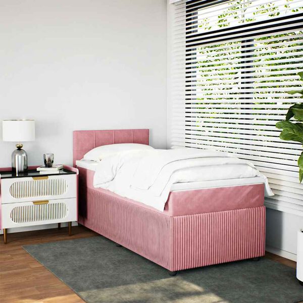 vidaXL Giroletto a Molle con Materasso Rosa 90x190 cm in Velluto