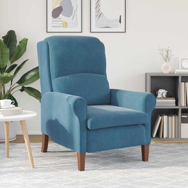 vidaXL poltrona Blu 76 x 94 x 102 cm Velluto