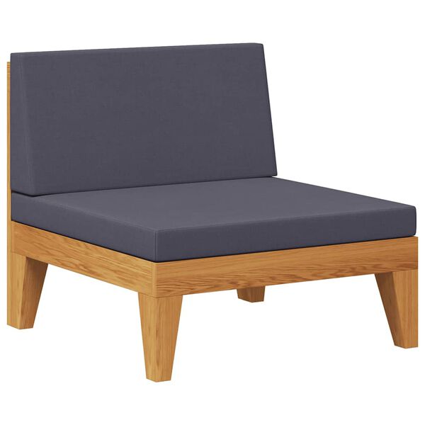 vidaXL Divano Centrale Modulare Cuscini Grigio Scuro Massello Acacia