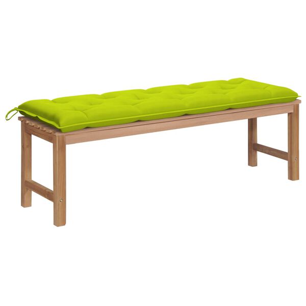vidaXL Panca da Giardino e Cuscino Verde Brillante 150cm Legno di Teak
