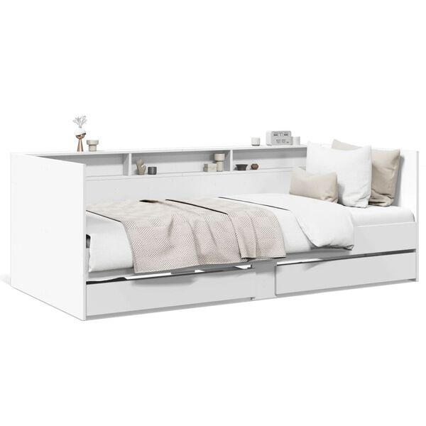 vidaXL Divano Letto con Cassetti senza Materasso Bianco 90x190 cm