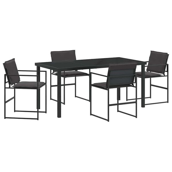 vidaXL Set da Pranzo per Giardino 5 pcs Nero Textilene e acciaio