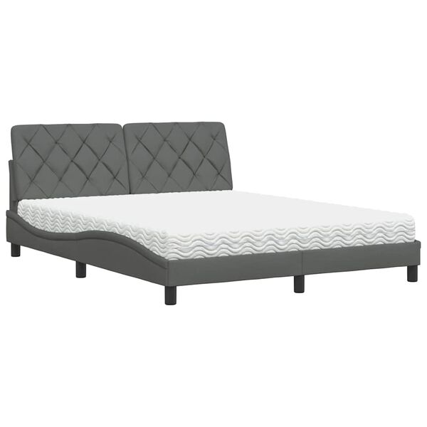 vidaXL Letto con Materasso Grigio Scuro 160x200 cm Tessuto