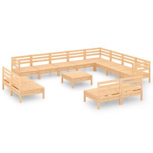 vidaXL Set Salotto da Giardino 13 pz in Legno Massello di Pino