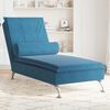 vidaXL Chaise Longue Massaggi con Cuscino a Rullo Blu in Velluto