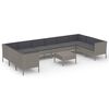 vidaXL Set Divani da Giardino 11 pz con Cuscini in Polyrattan Grigio