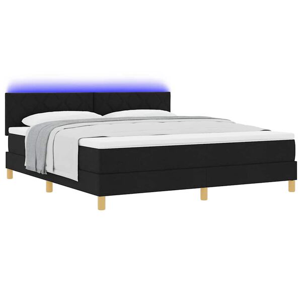 vidaXL Letto a Sorgente LED con materasso Nero 180 x 200 cm Tessuto