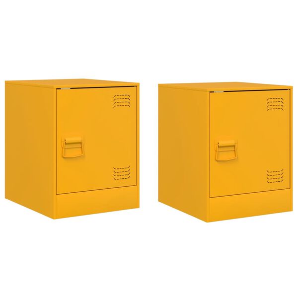 vidaXL Comodini 2 pz Giallo Senape 34,5x39x44 cm in Acciaio