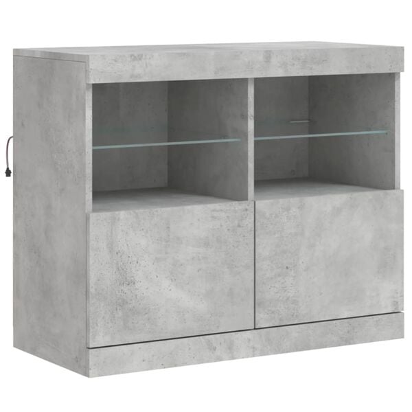vidaXL Credenza con Luci LED Grigio Cemento 81x37x67 cm