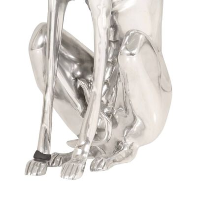 vidaXL Scultura Cane da Caccia Alluminio Massiccio 25x17x67 cm Argento