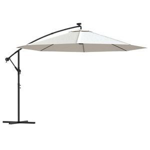 vidaXL Ombrellone a Sbalzo con LED e Palo in Metallo 350 cm Sabbia