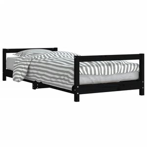 vidaXL Giroletto per Bambini Nero 90x190 cm in Legno Massello di Pino