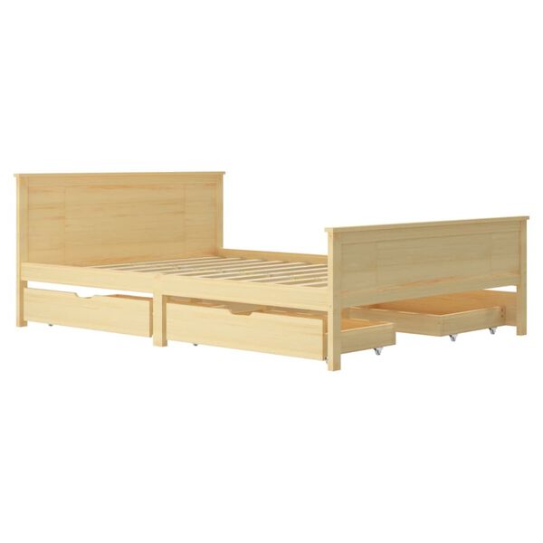 vidaXL Giroletto con 4 Cassetti in Legno Massello di Pino 140x200 cm