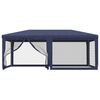 vidaXL Tenda per Feste con 6 Pareti Laterali in Rete Blu 6x4 m HDPE