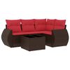 vidaXL Set Divani da Giardino 5 pz con Cuscini Marrone in Polyrattan