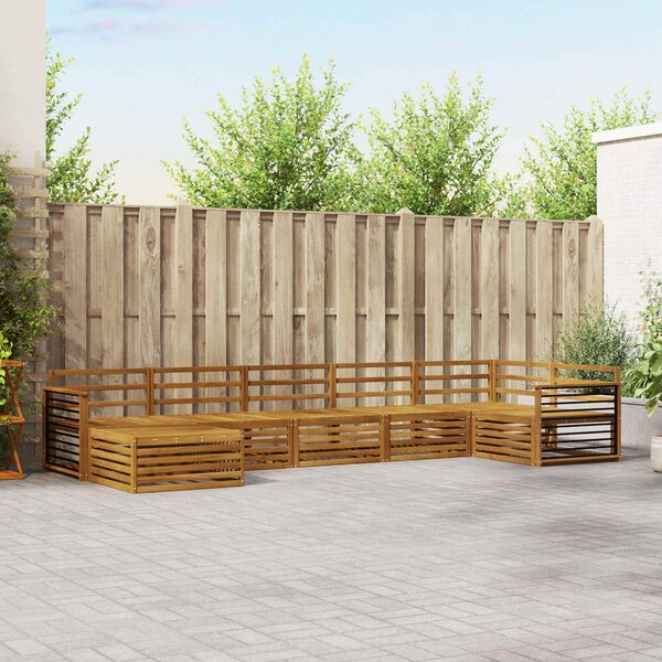 vidaXL Set divani 7 pcs Naturale Legno di Acacia Massello