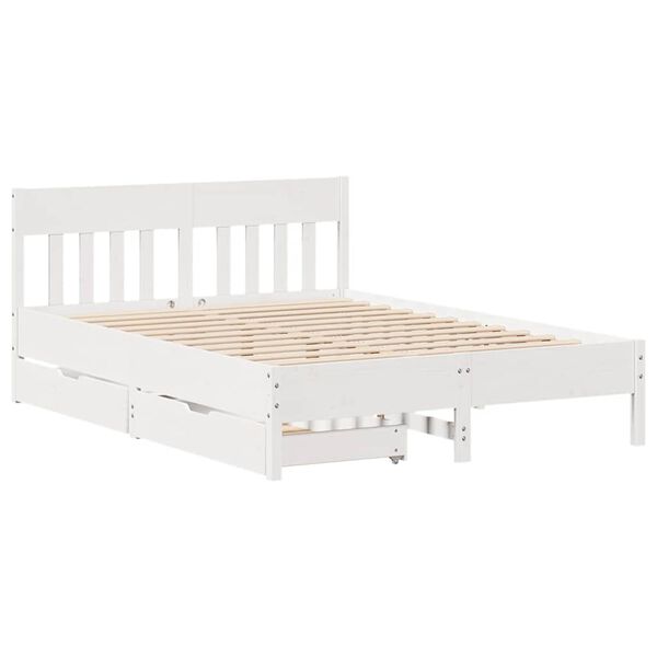 vidaXL Letto senza Materasso Bianco 140x200 cm Legno Massello di Pino