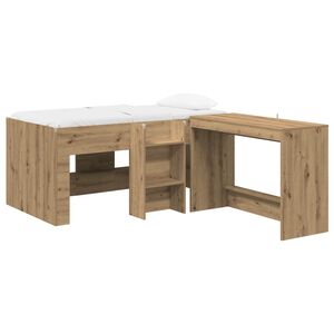 vidaXL Letto alto per bambini con scrivania 2 pz Rovere Artigianale