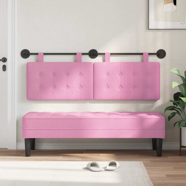 vidaXL Testata appesa Montaggio a parete Rosa 130 x 55 x 5 cm Tessuto