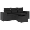 vidaXL Set Divani da Giardino 4 pz con Cuscini Nero in Polyrattan