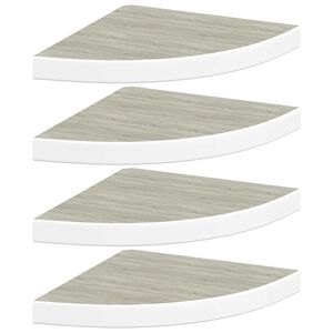vidaXL Mensole Angolari 4 pz Rovere e Bianco 35x35x3,8 cm in MDF